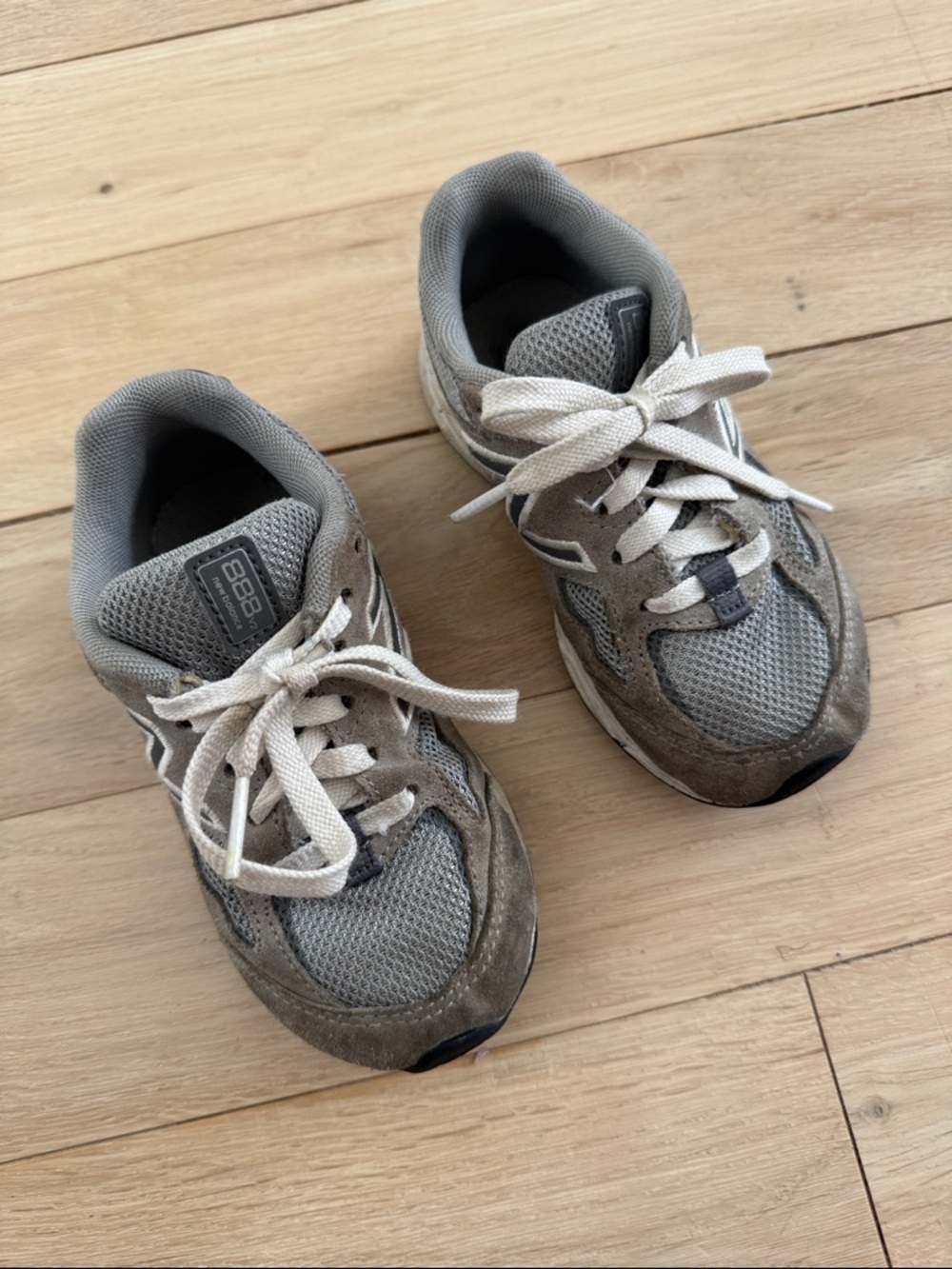 New Balance Kids Gray and White Sneakers